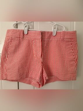 J. Crew Salmon and White Striped Seersucker Shorts size 4